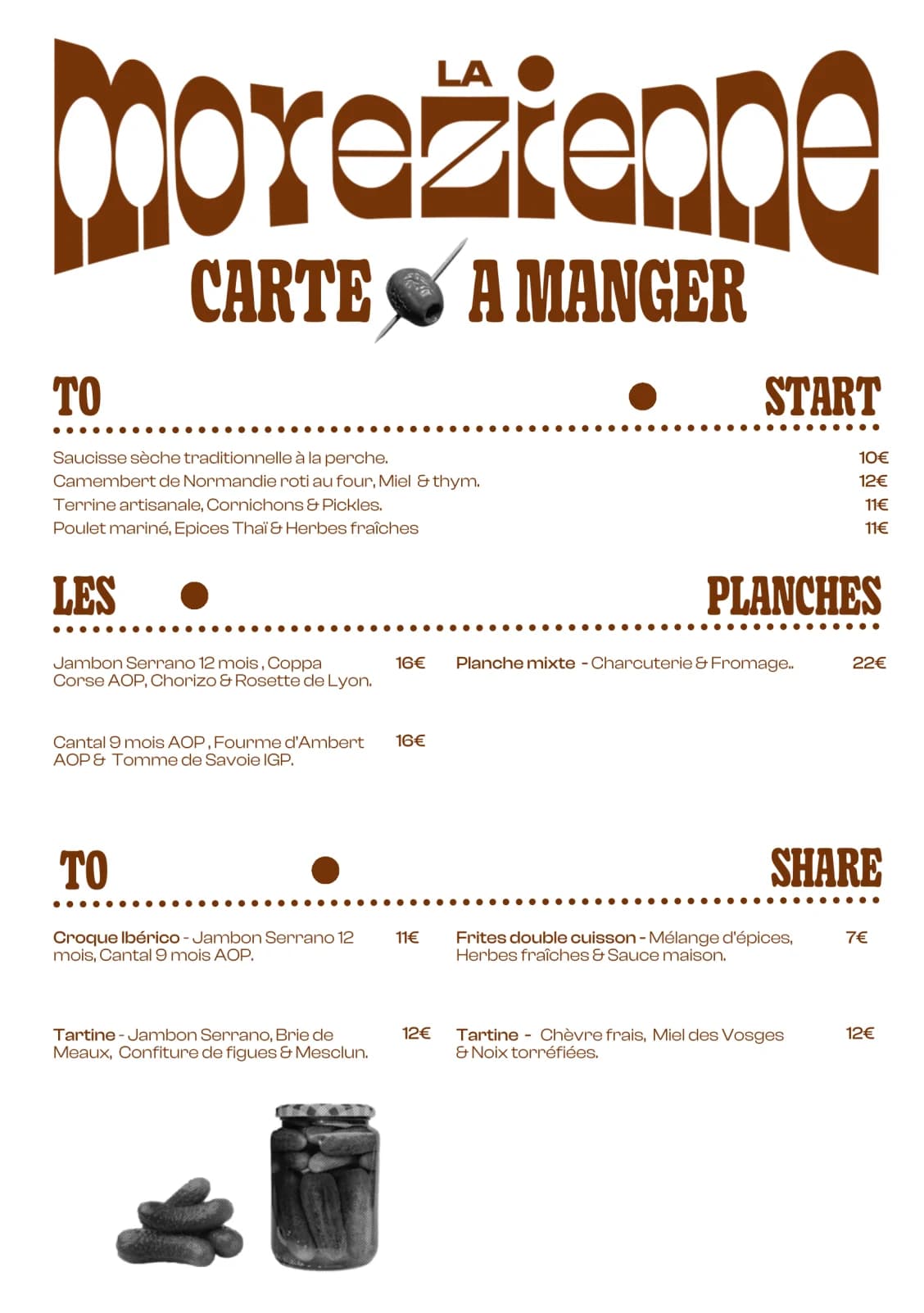 La carte à manger de La Morezienne